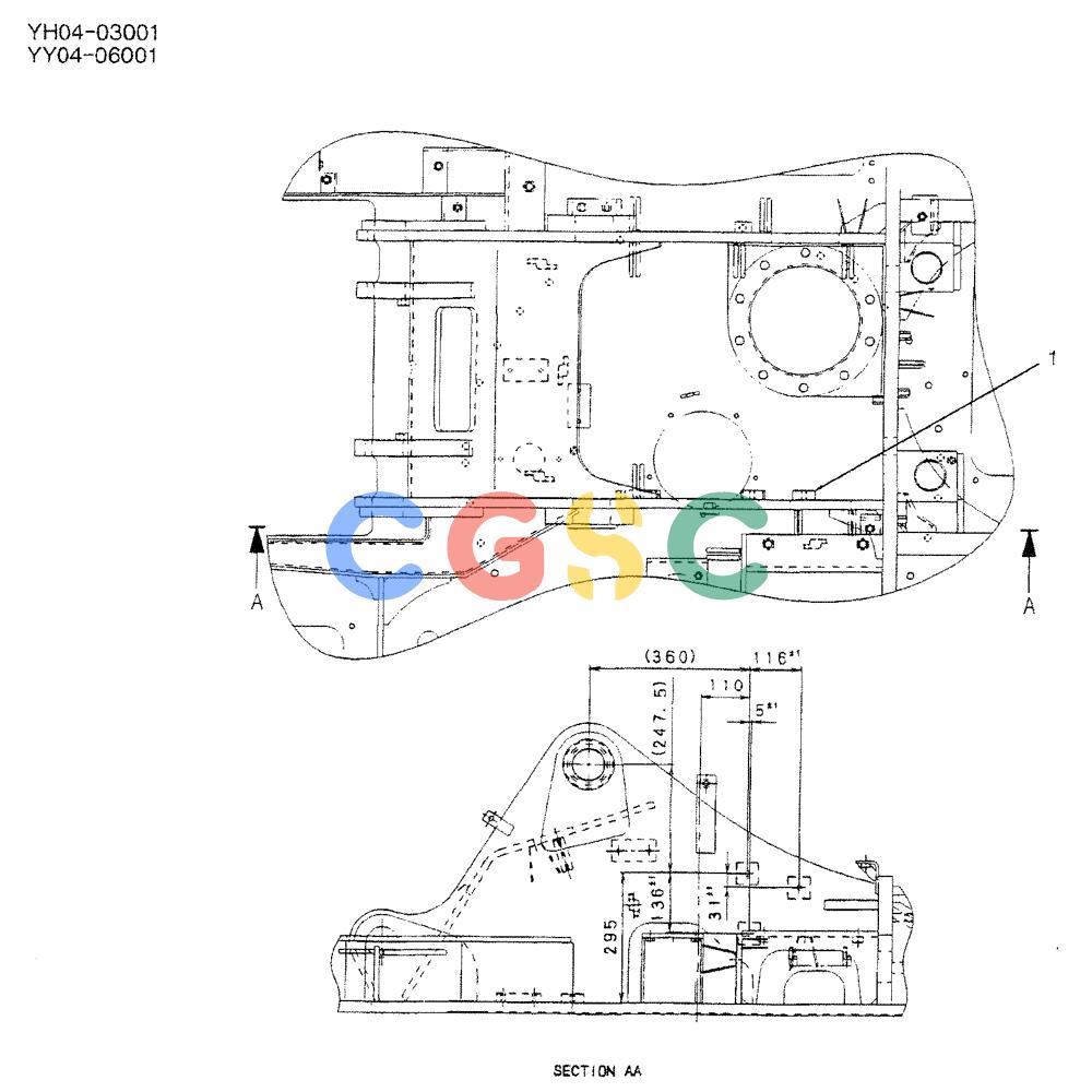 神钢零件查询(BREAKER) - ATTACHMENT (N&B) - SK115SR & SK135SR - ASN YV04, YY04, YH04-03001 (9/04-) (01-002) - FRAME, UPP (2416T17401) Kobelco