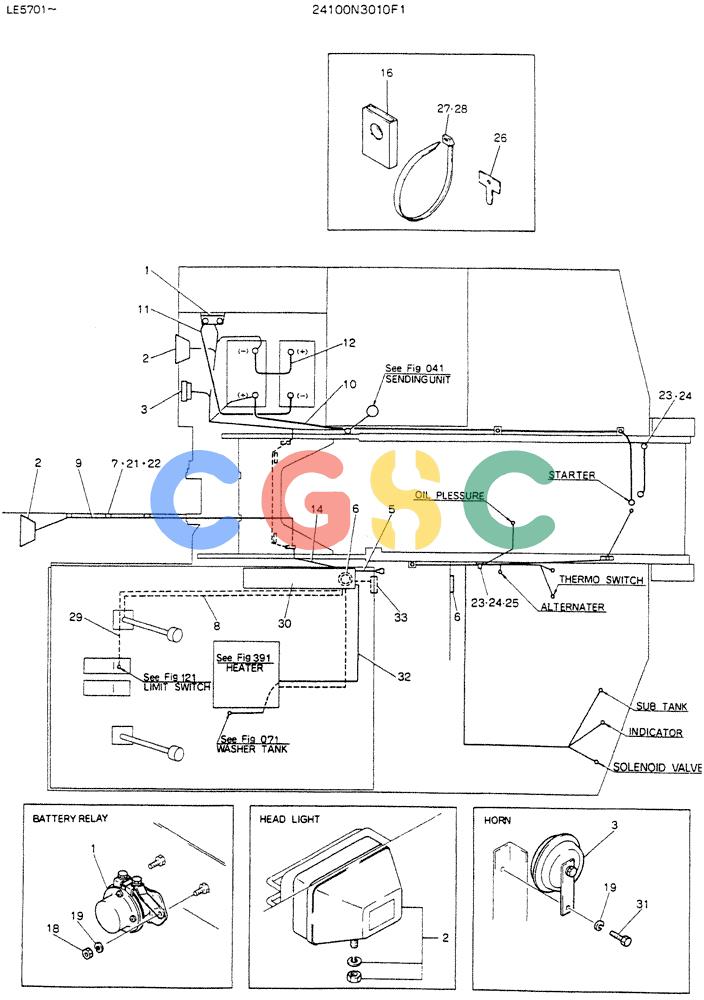 神钢零件查询(K903C) - EXCAVATOR ASN LE5701 (1/87-12/03) (04-017) - WIRING ASSY, ELEC, P/N 24100N3010F1 Kobelco