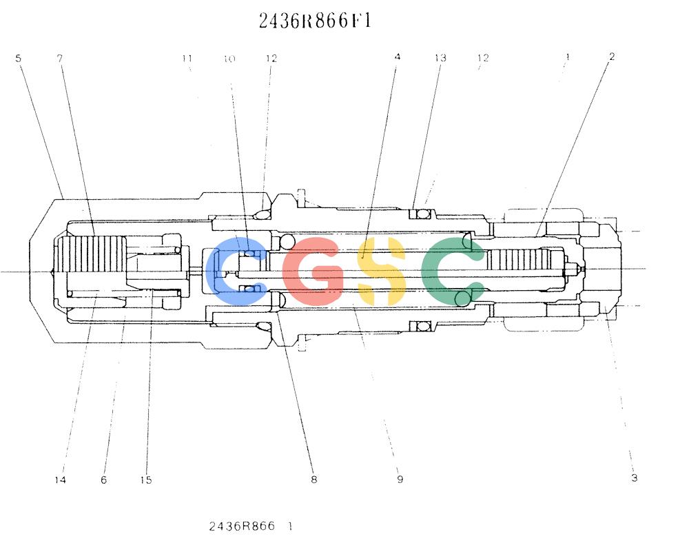 神钢零件查询(K907LC) - MARK II EXCAVATOR ASN YQ0565 (NA) (1/87-12/03) (11-014) - VALVE ASSY, OVER LOAD RELIEF, P/N 2436R866F1 Kobelco