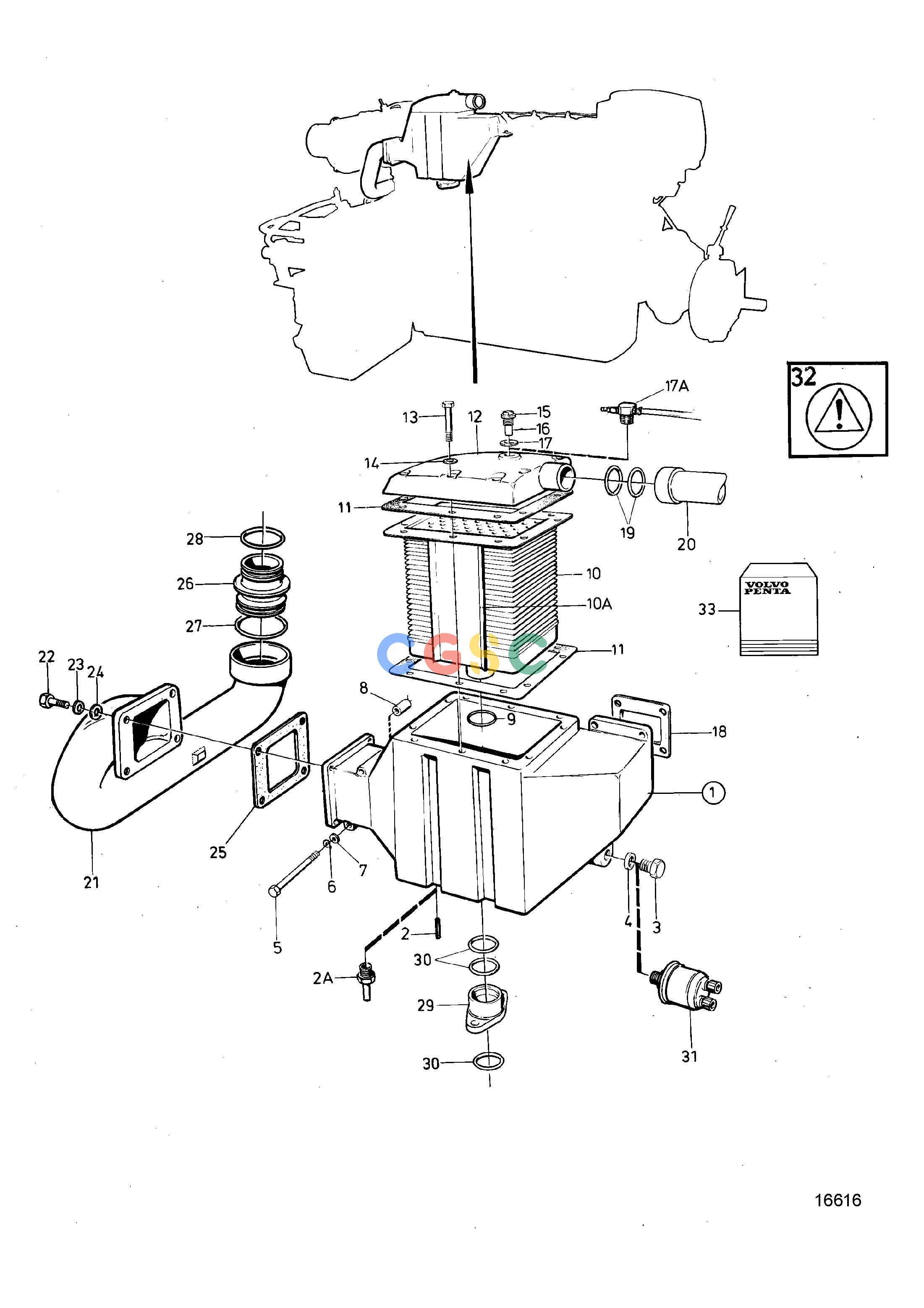 沃尔沃零件查询TMD102A; TAMD102A; TAMD102DCooling SystemAftercoolerEPC Volvo Penta Parts catalog