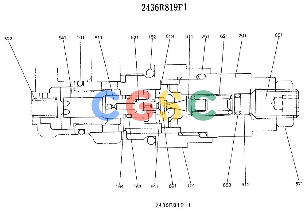 神钢零件查询(K905LC) - MARK II EXCAVATOR ASN YPU00001 (1/87-12/03) (11-008) - VALVE ASSY, PORT RELIEF, 2436R819 Kobelco