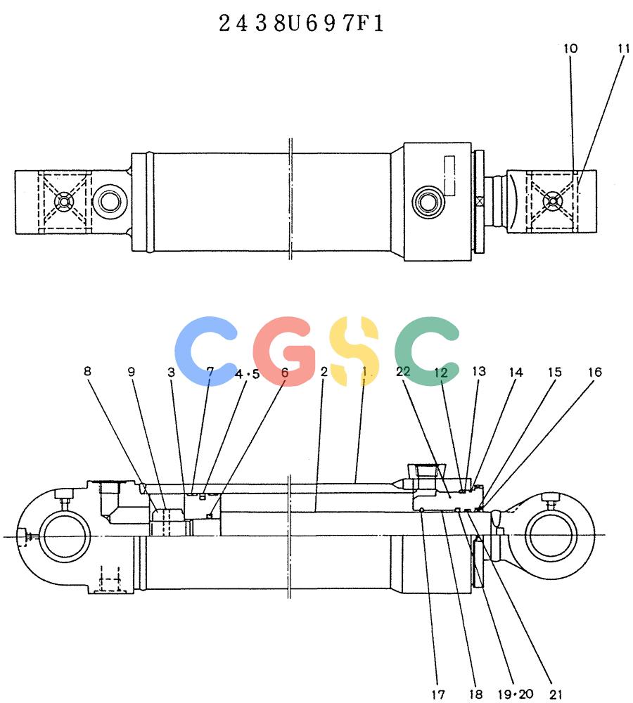 神钢零件查询(K905LC) - MARK II EXCAVATOR BTW YP1001 - YP1281 (1/87-12/03) (11-041) - CYLINDER ASSY (P/N 2438R697F1) Kobelco