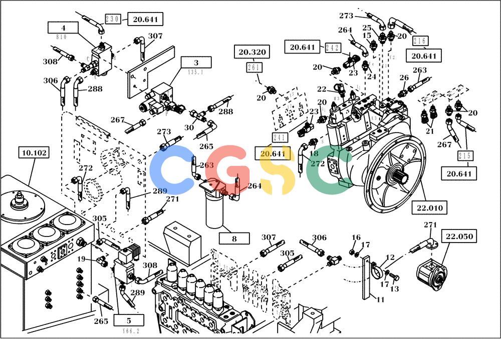 纽荷兰零件查询(EC270) - CRAWLER EXCAVATOR (7/00-) (20.280[002]) - HYDRAULIC SYSTEM PUMP GOVERNING (S/N 727023-UP) New Holland Constructuion