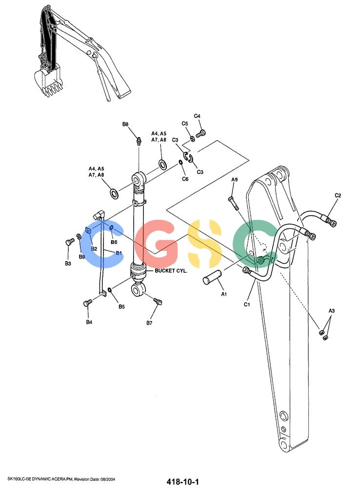 神钢零件查询(SK160LC-6E) - DYNAMIC ACERA EXCAVATOR 08/2004 ASN YM03U0523 (8/04-12/07) (03-012) - ARM HYDRAULIC LINES 2.6M (8ft 6in) Kobelco