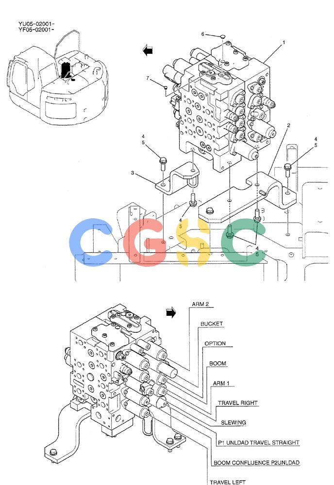 纽荷兰零件查询(E235BSRNLC) - CRAWLER EXCAVATOR ASN YU05-02001 (01-018) - VALVE INSTAL New Holland Constructuion