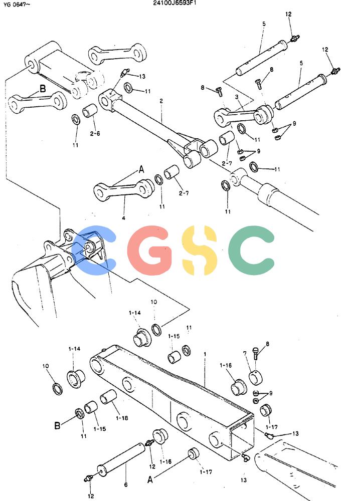 神钢零件查询(MD180LC) - EXCAVATOR ASN YG0647 (1/80-12/06) (09-002) - ARM ASSY, EXTENSION Kobelco
