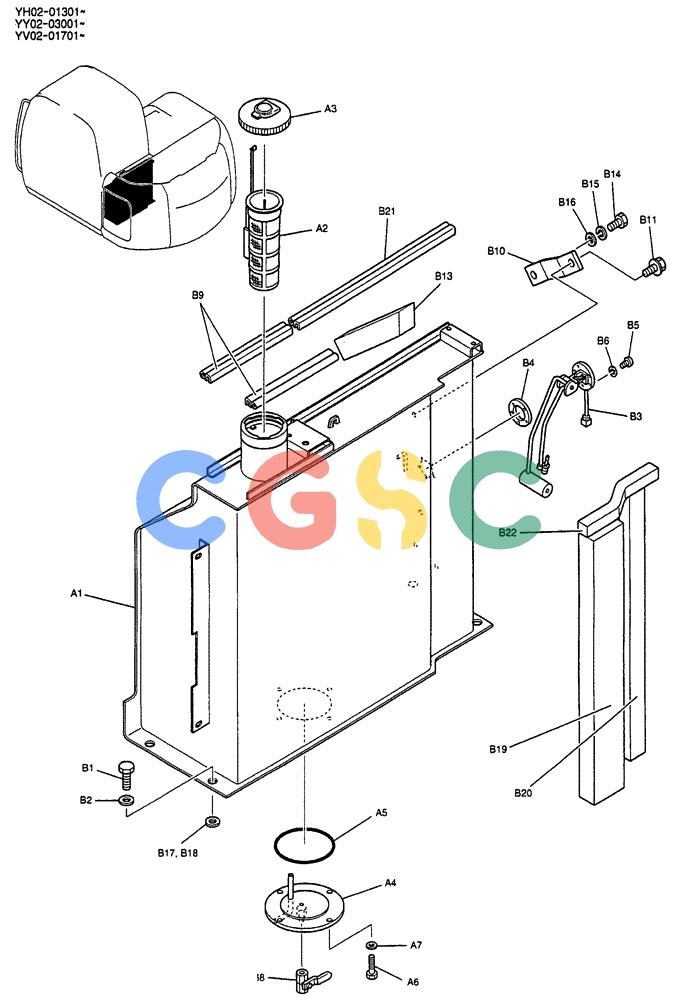 神钢零件查询(ED150) - BLADE RUNNER EXCAVATOR/DOZER BTW YL04-00501 - YL04-00554 (4/03-10/03) (01-011) - TANK ASSEMBLY, FUEL Kobelco
