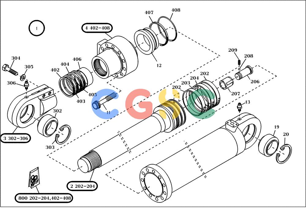 纽荷兰零件查询(EC450) - CRAWLER EXCAVATOR (SN: 750001-UP) (11/99-) (24.032[001]) - STICK CYLINDER (S/N 750001-750004) New Holland Constructuion