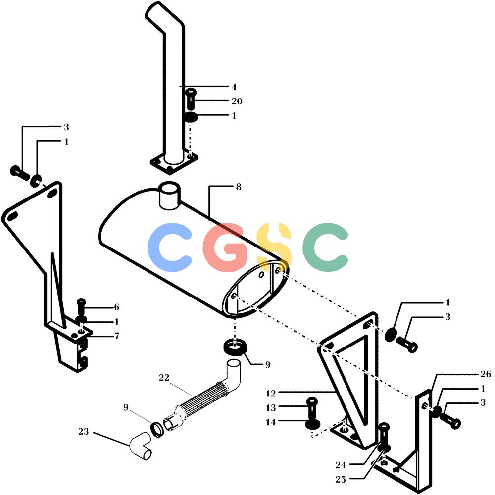 纽荷兰零件查询(DC80) - CRAWLER DOZER (N.A. VERSION) (4/99-) (0.530[01C]) - MUFFLER - DC80 STD. S/N 13141055 & DOWN; LGP S/N 13145015 & DOWN New Holland Constructuion