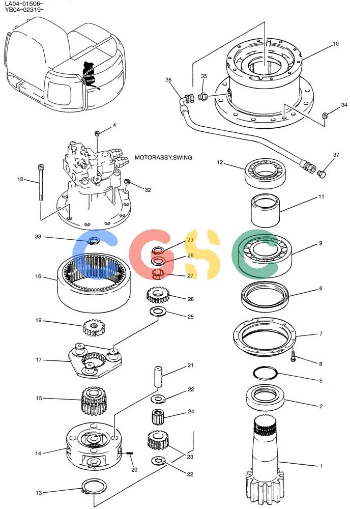 纽荷兰零件查询(E200SRLC) - CRAWLER EXCAVATOR BTW LA04-01506 - LA04-01625 (01-019) - REDUCTION ASSY, SWING New Holland Constructuion