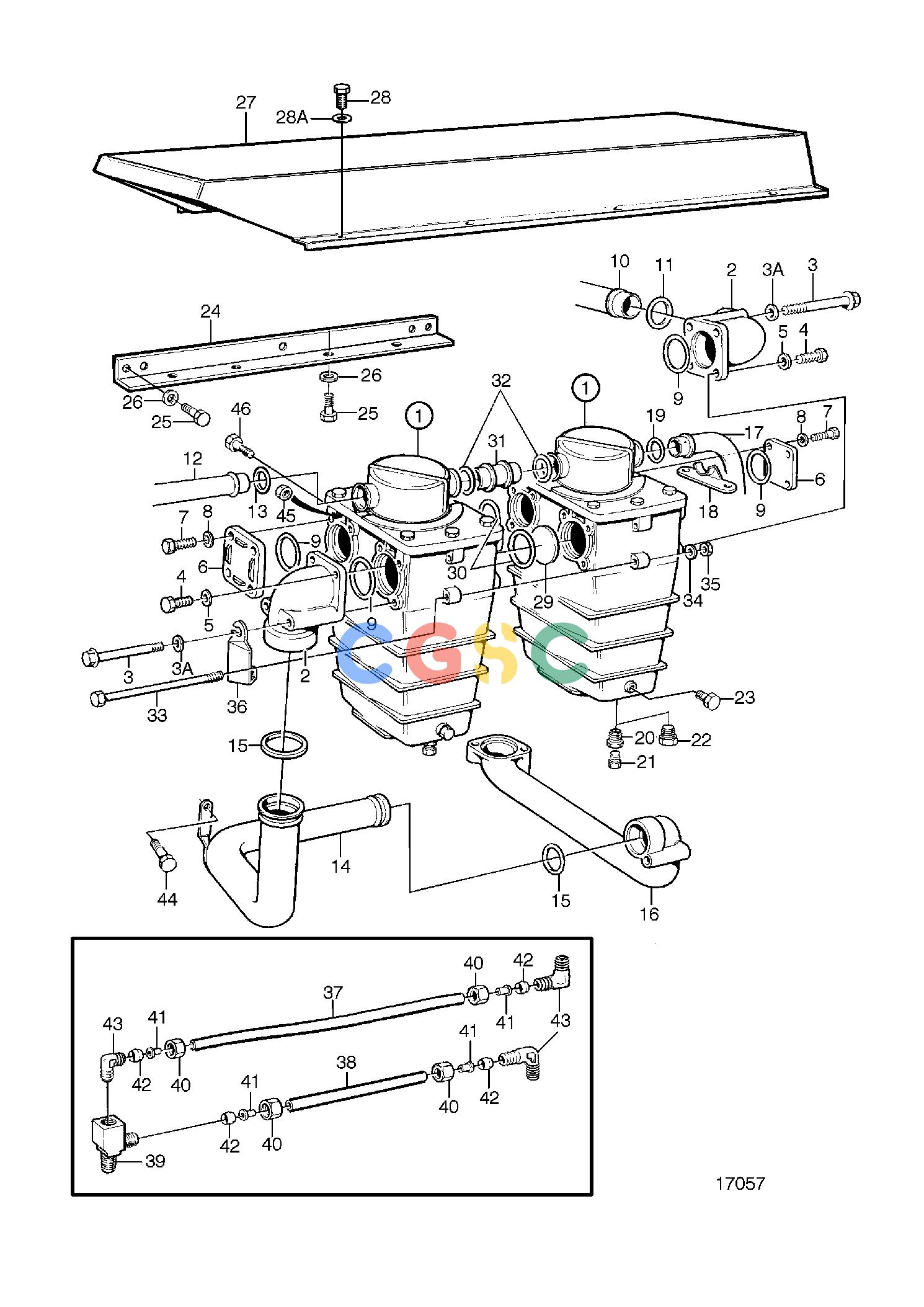 沃尔沃零件查询TAMD72P-A; TAMD72WJ-ACooling SystemHeat ExchangerEPC Volvo Penta Parts catalog