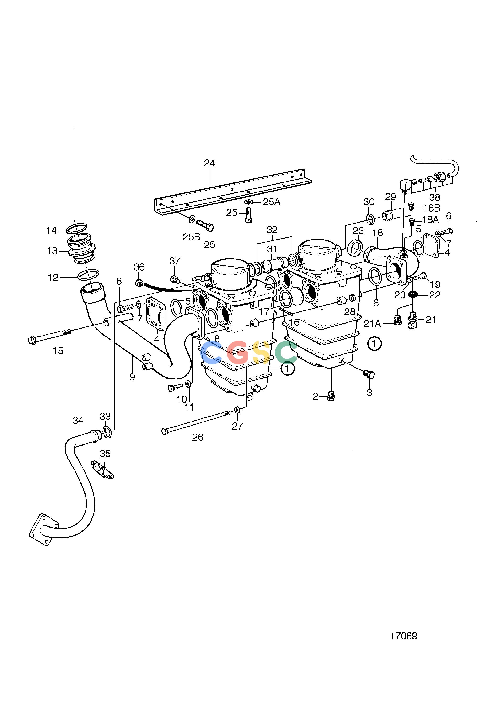 沃尔沃零件查询TAMD72P-A; TAMD72WJ-ACooling SystemAfter Cooler: BEPC Volvo Penta Parts catalog