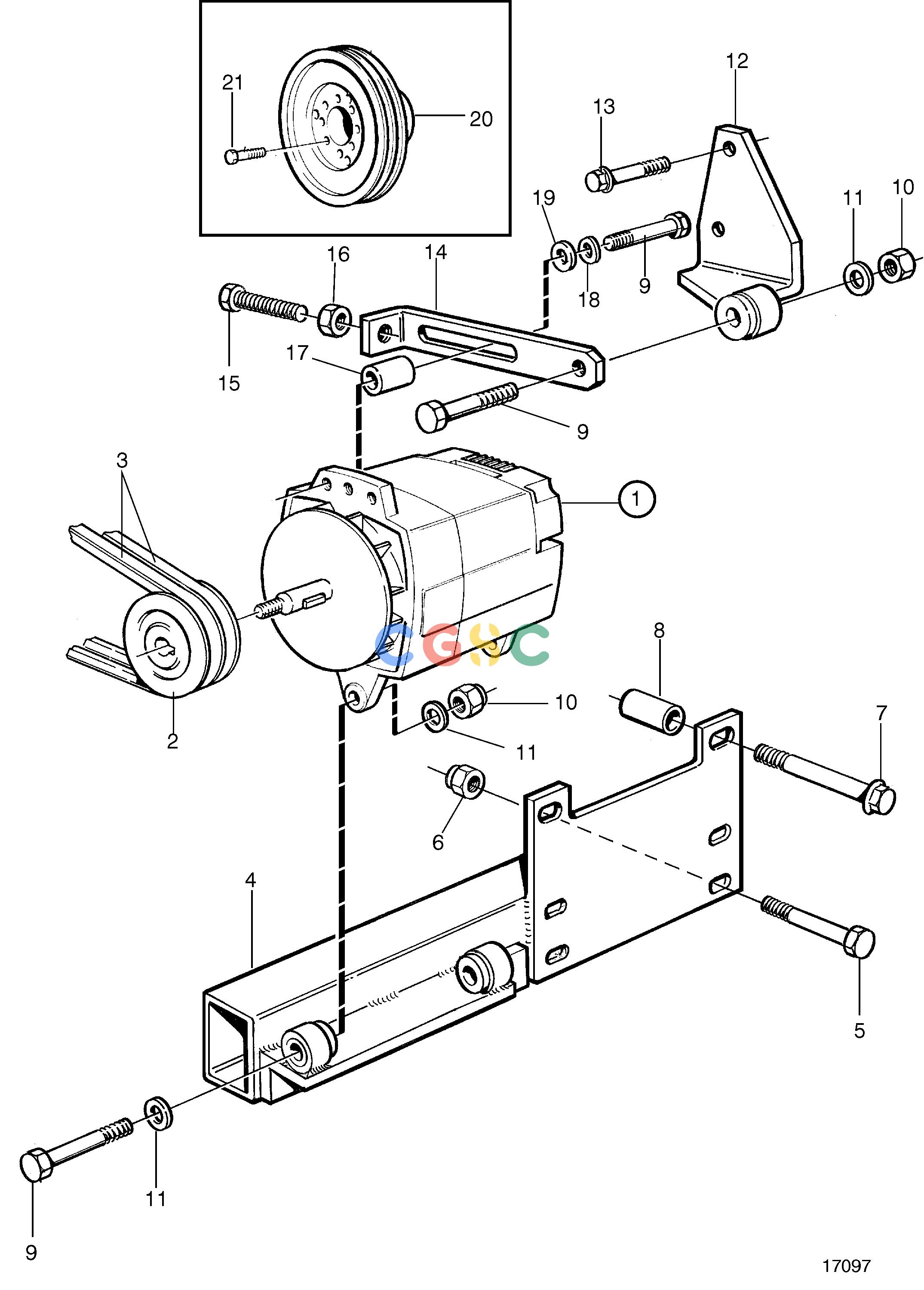 沃尔沃零件查询TAMD72P-A; TAMD72WJ-AElectrical SystemAlternator, Side MountedEPC Volvo Penta Parts catalog