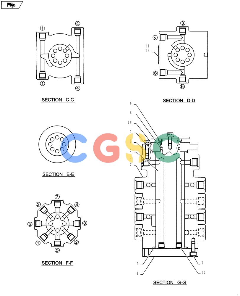 纽荷兰零件查询(E135BSRLC) - CRAWLER EXCAVATOR ASN YH06-08001 (01-039[05]) - CONTROL LINES, MULTI New Holland Constructuion