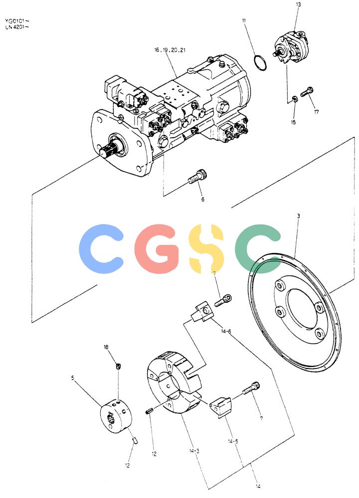 神钢零件查询(K907CLC) - EXCAVATOR BTW YG0101 - YG0500 (1/85-12/03) (08-007) - PUMP ASSY CONNECT Kobelco