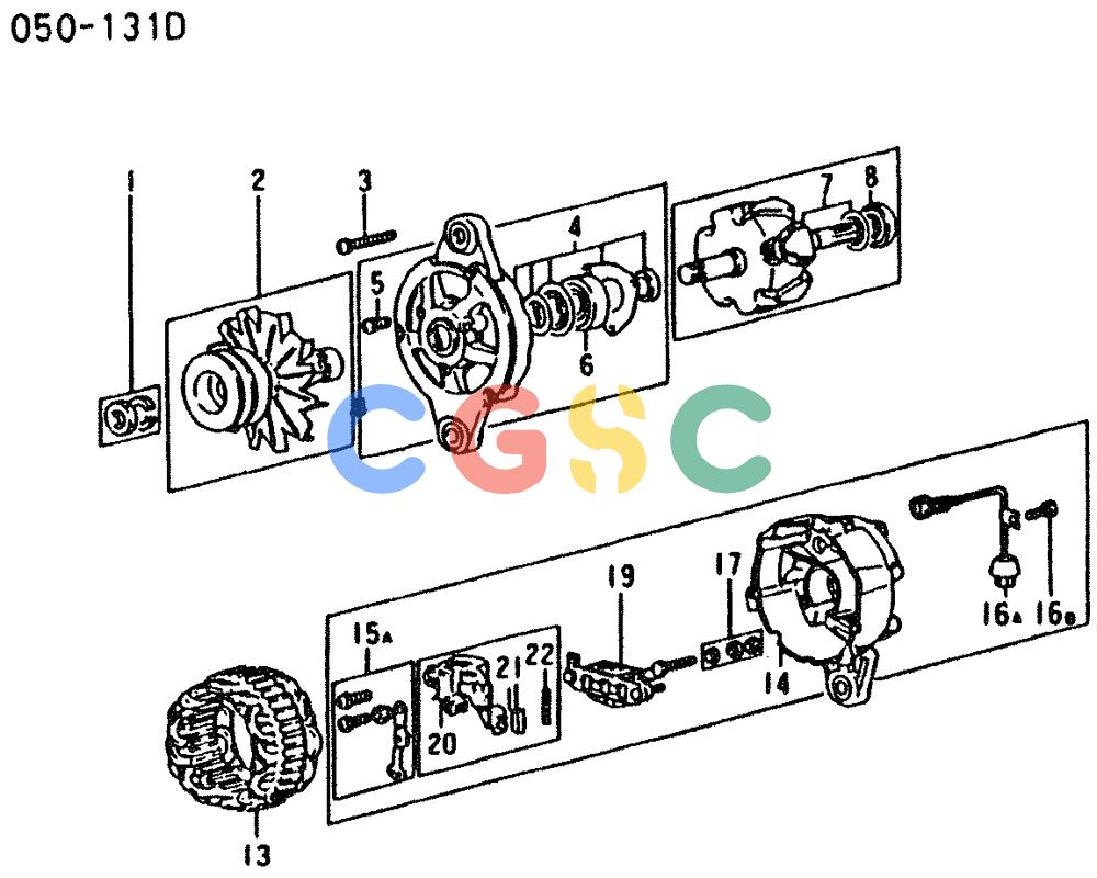 神钢零件查询(6D16-T) - MITSUBISHI DIESEL ENGINE - K909 II & K909LC II EXCAVATORS (1/87-12/06) (03-007) - ALTERNATOR (INNER PARTS) Kobelco