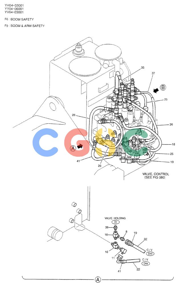 神钢零件查询(BREAKER) - ATTACHMENT (N&B) - SK115SR & SK135SR - ASN YV04, YY04, YH04-03001 (9/04-) (01-022[01]) - CONTROL LINES, REMOTE (YY06H00015F6) Kobelco