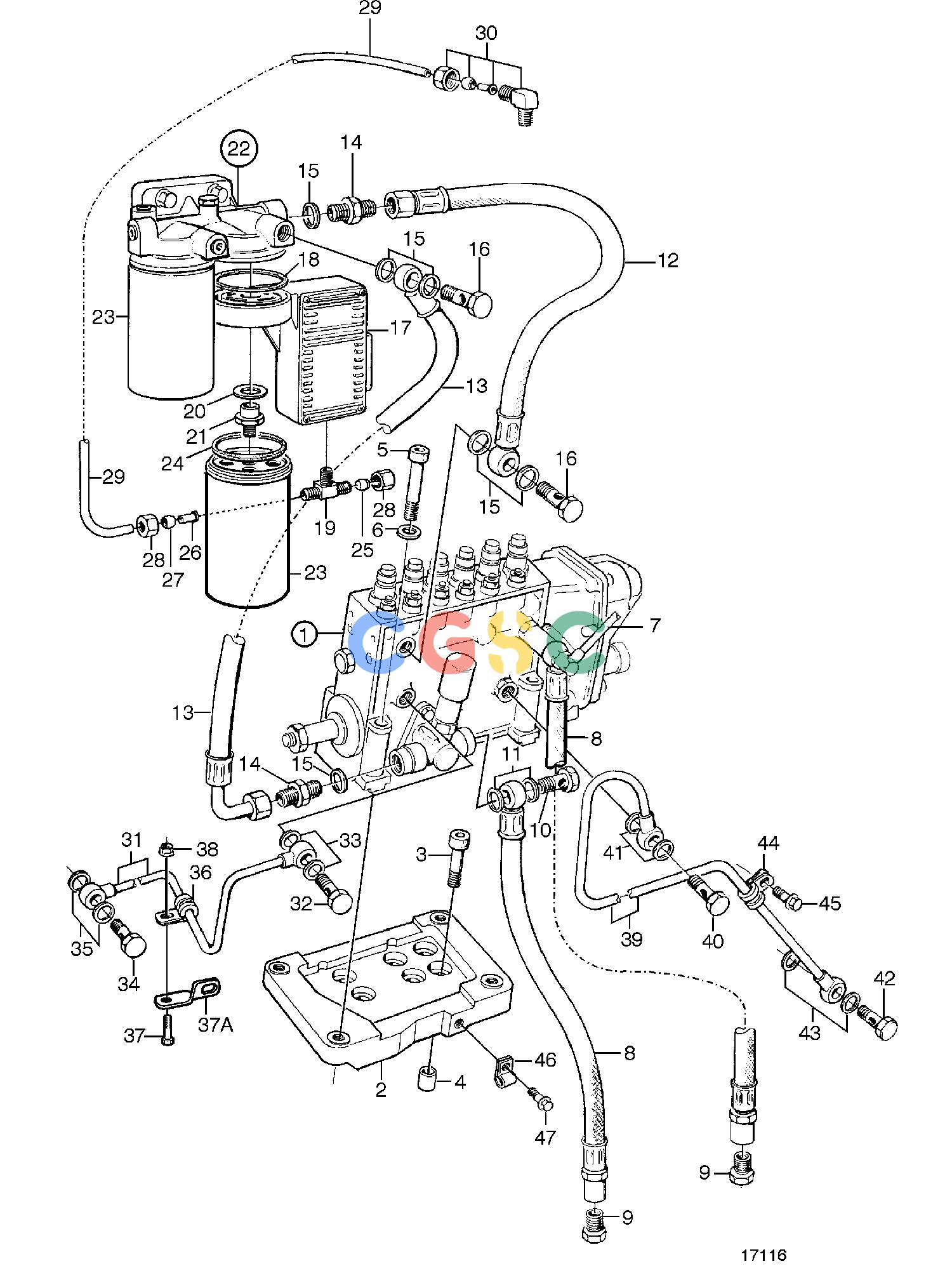 沃尔沃零件查询TAMD72P-A; TAMD72WJ-AFuel SystemFuel Injection Pump and Fuel FilterEPC Volvo Penta Parts catalog