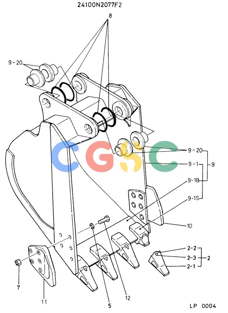 神钢零件查询(K905) - EXCAVATOR BTW LP0004 - LP0554 (1/82-12/03) (04-005) - BUCKET ASSEMBLY, 0.35 CUBIC METER Kobelco