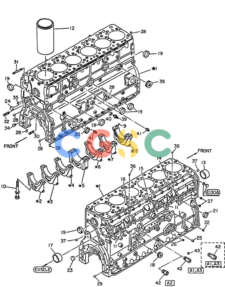 神钢零件查询(PE6T04) - NISSAN DIESEL ENGINE - LK900 & LK700A W/TURBO (1/03-12/06) (01-002) - CYLINDER BLOCK Kobelco