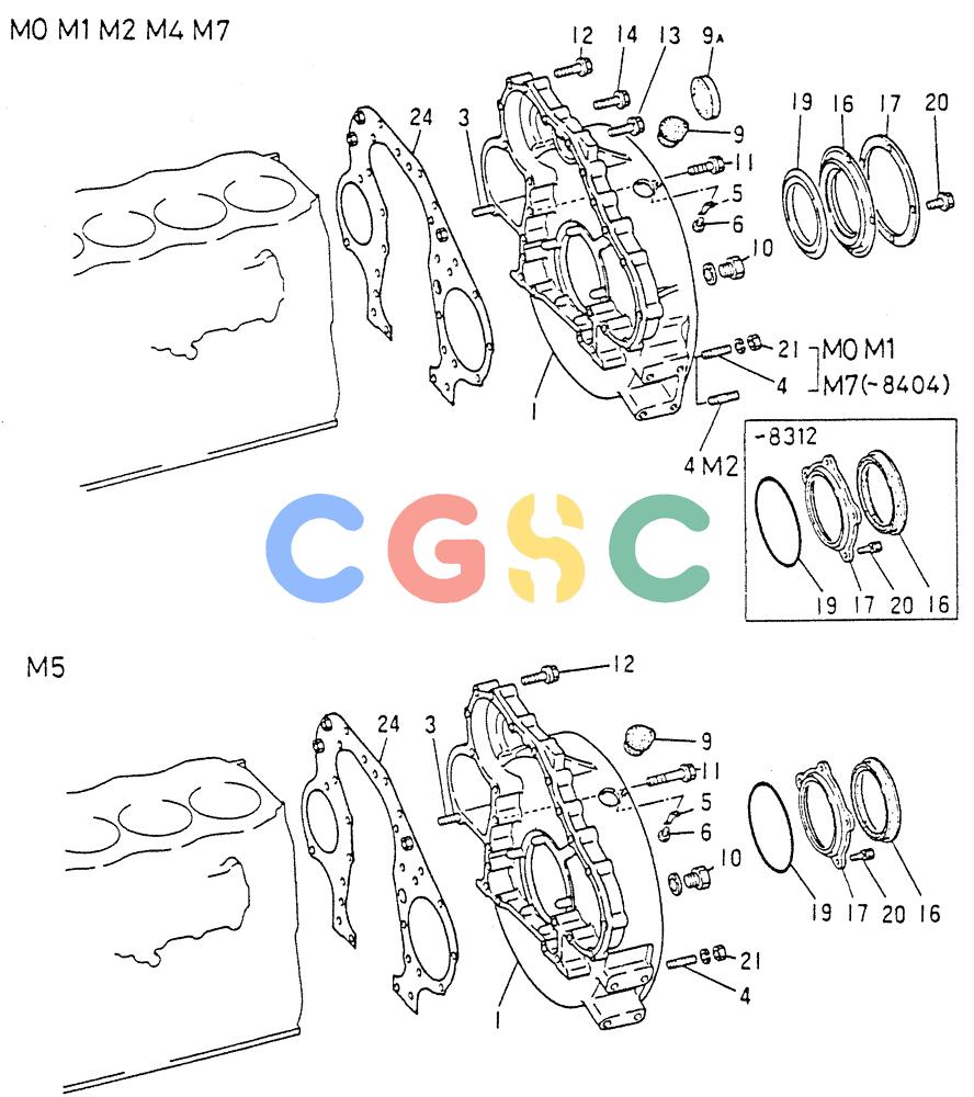 神钢零件查询(6D15) - MITSUBISHI DIESEL ENGINES - K907D & K907LC EXCAVATORS (1/86-12/06) (01-005) - FLYWHEEL HOUSING Kobelco
