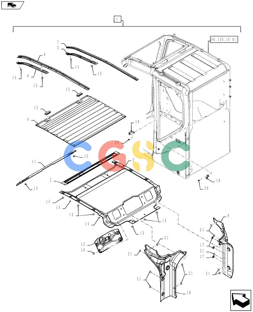 神钢零件查询(ED160 BLADE) - HYDRAULIC EXCAVATOR - ASN LH02-01501 (9/12-12/13) (90.160.AX) - CAB HEADLINER Kobelco