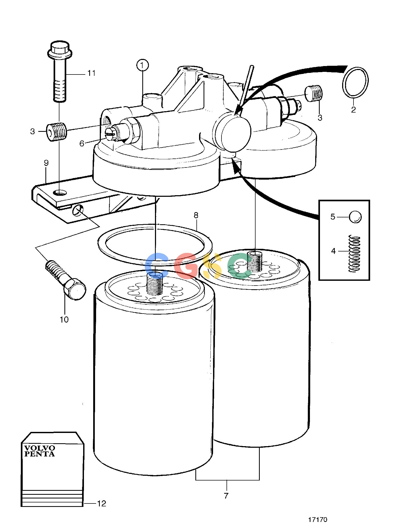 沃尔沃零件查询TAMD71B; TAMD73P-A; TAMD73WJ-AFuel SystemFuel Filter, Classifiable System. Later Production.EPC Volvo Penta Parts catalog
