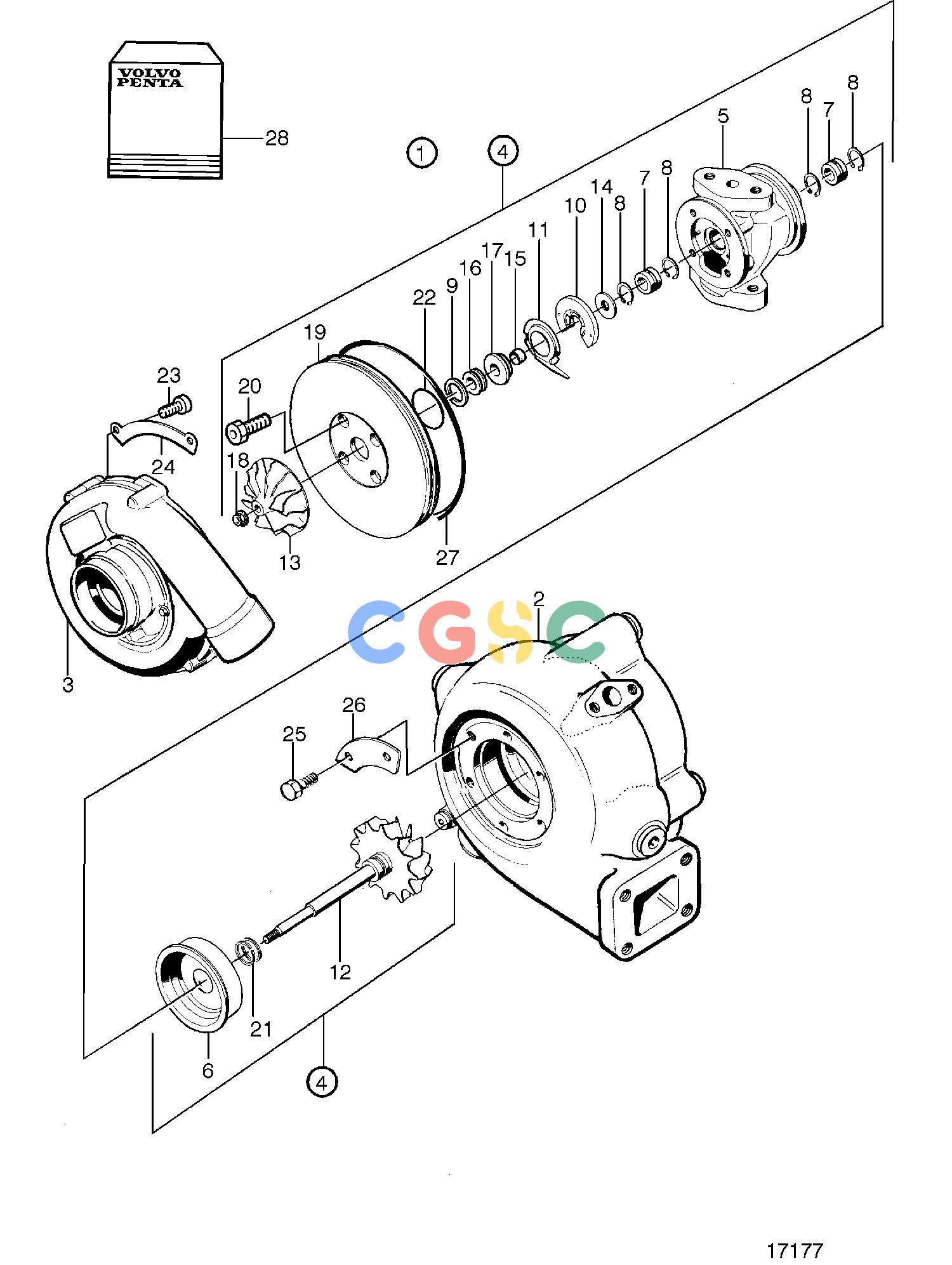 沃尔沃零件查询TAMD72P-A; TAMD72WJ-AIntake and Exhaust SystemTurbocharger, ComponentsEPC Volvo Penta Parts catalog