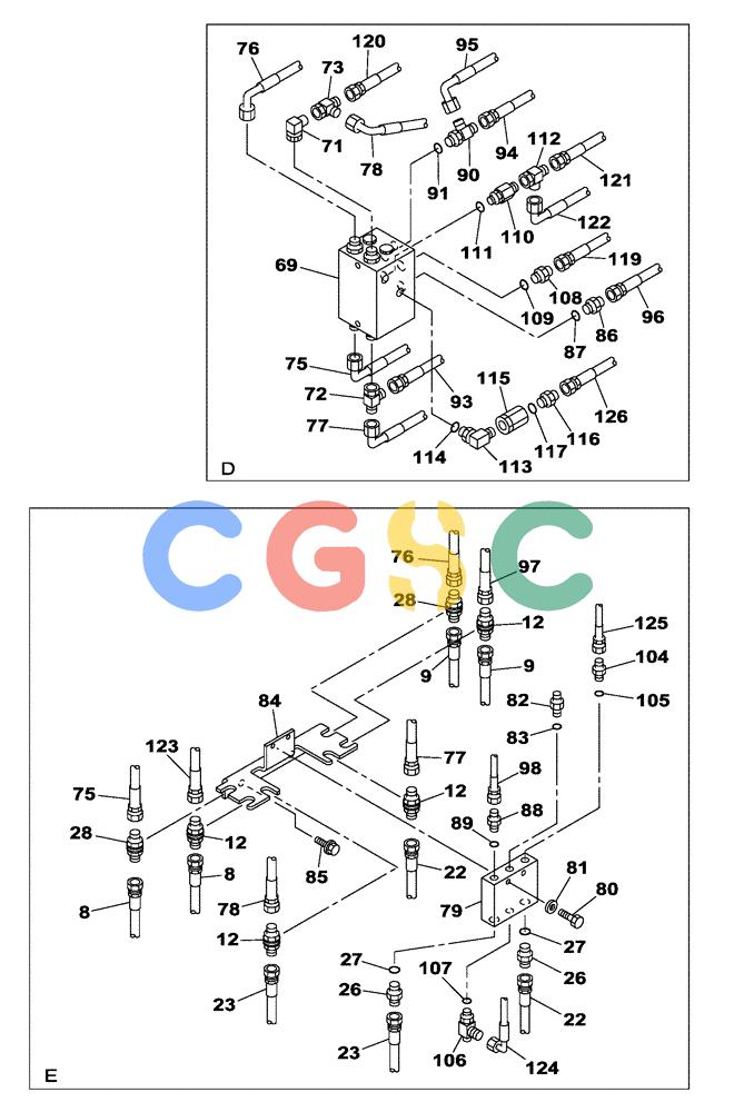 纽荷兰零件查询(E805) - CRAWLER EXCAVATOR TIER 3 (7/06-) (08-031-00[01]) - HYDRAULIC CIRCUIT - HAND CONTROL PILOT (WITHOUT VALVE, PRESSURE RELIEF) New Holland Constructuion