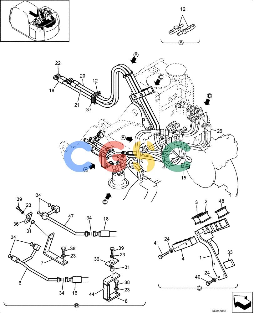 纽荷兰零件查询(EH130) - CRAWLER EXCAVATOR (3/04-) (08 -03[00]) - HYDRAULIC LINES - MAIN (YY03H00023F2) New Holland Constructuion