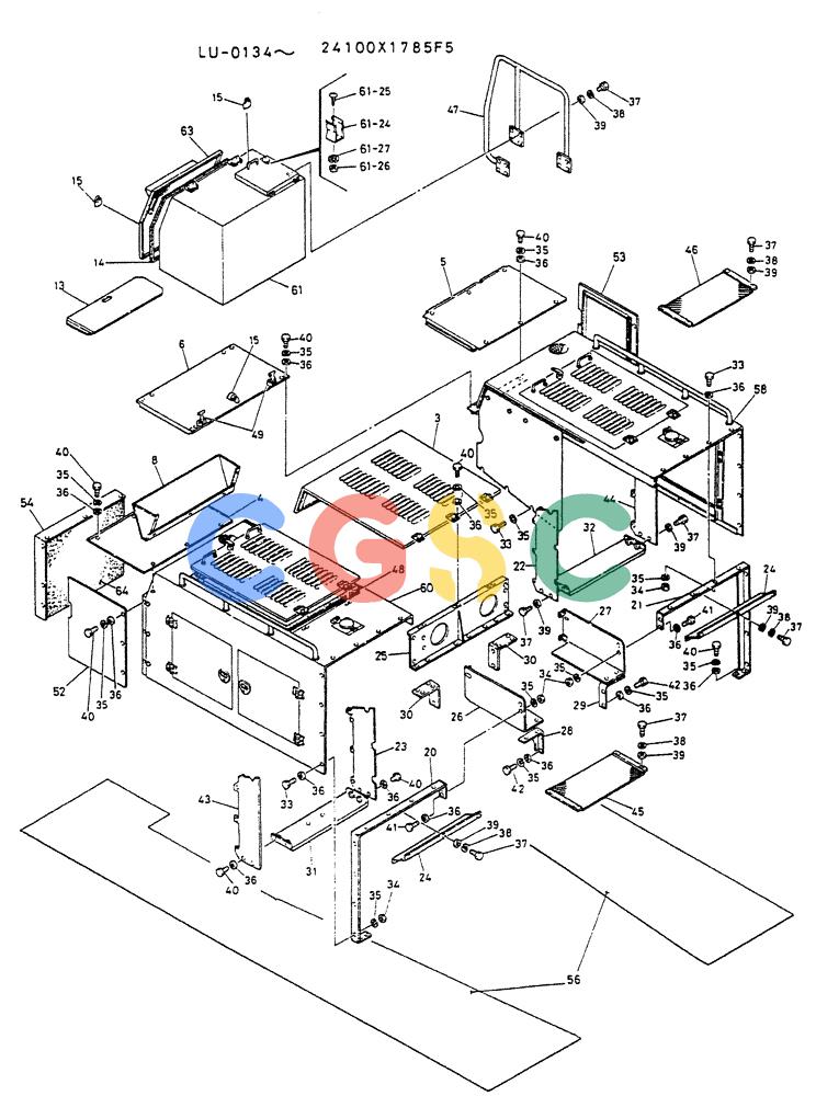 神钢零件查询(K935) - EXCAVATOR SUPPLEMENT ASN LU00154 (1/76-12/03) (02-027) - GUARD ASSY (FOR NORWAY) P/N 24100X1785F5 Kobelco