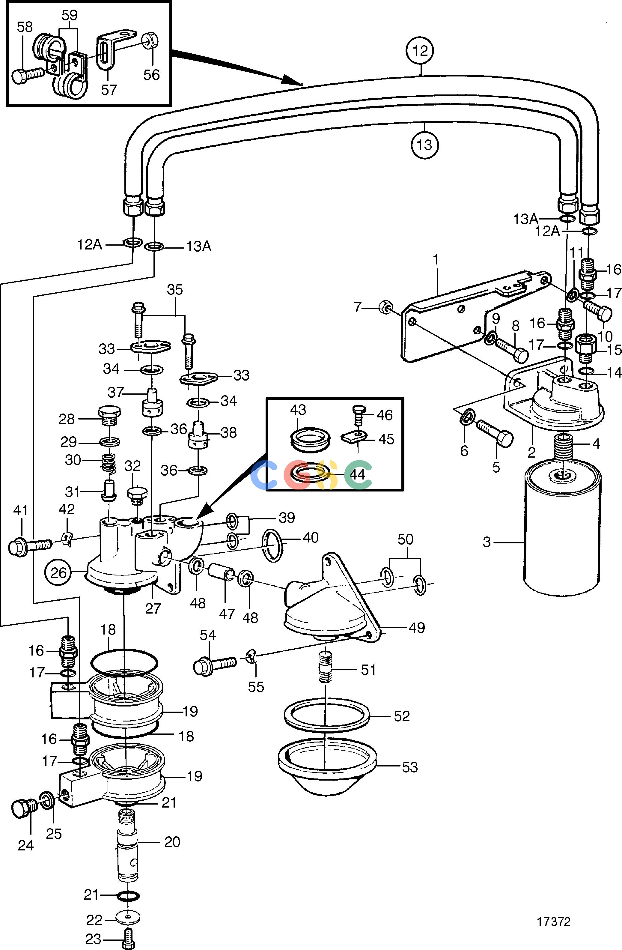 沃尔沃零件查询TAMD71B; TAMD73P-A; TAMD73WJ-ALubricating SystemOil Filter Housing and Oil FilterEPC Volvo Penta Parts catalog