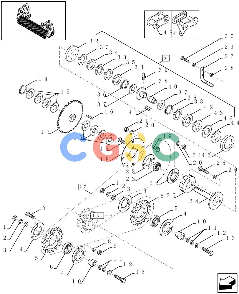 凯斯零件查询(LBX431R) - BIG RECTANGULAR BALER 'ROTOR CUTTER' (6/01-12/03) (13.03[01]) - PICK-UP, MAIN TRANSMISSION Case Agriculture