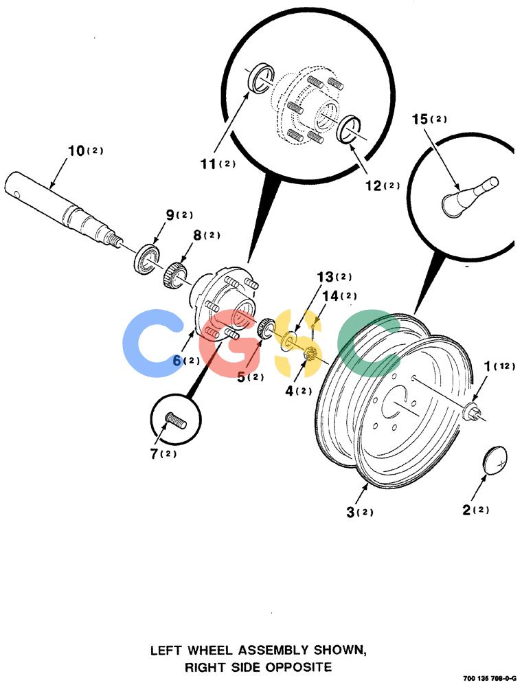 凯斯零件查询(RS561) - CASE IH ROUND BALER (1/99-12/00) (07-010) - WHEEL, HUB AND AXLE ASSEMBLY (16.1 INCH) Case Agriculture