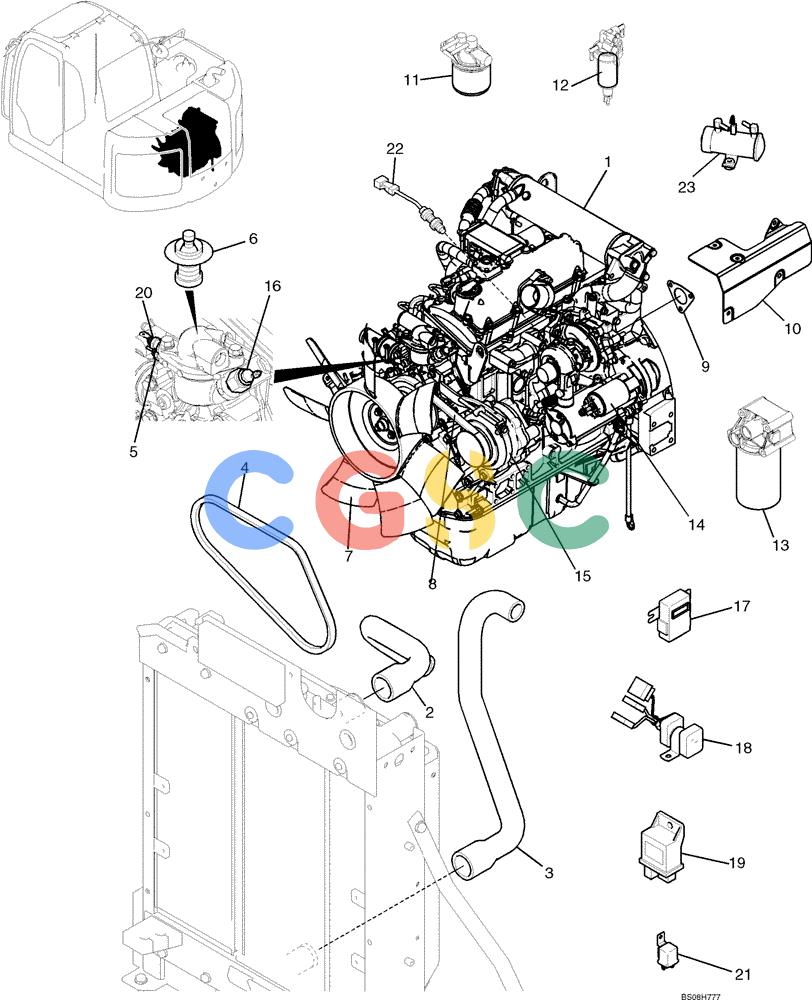 纽荷兰零件查询(E70BSR) - COMPACT CRAWLER EXCAVATOR BTW YT05-15001 - 18000 (NA) (4/08-) (02-05-00[00]) - ENGINE ASSEMBLY (YT02P00010F1) New Holland Constructuion