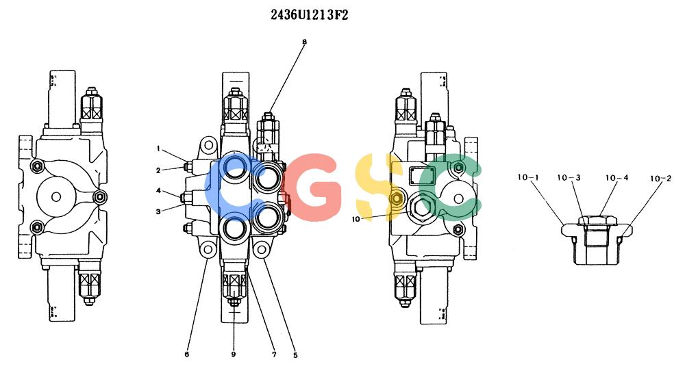 神钢零件查询(K904) - MARK II EXCAVATOR ASN YW1119 (1/88-12/03) (11-023) - VALVE ASSY, CONTROL, P/N 2436U1213F2 Kobelco