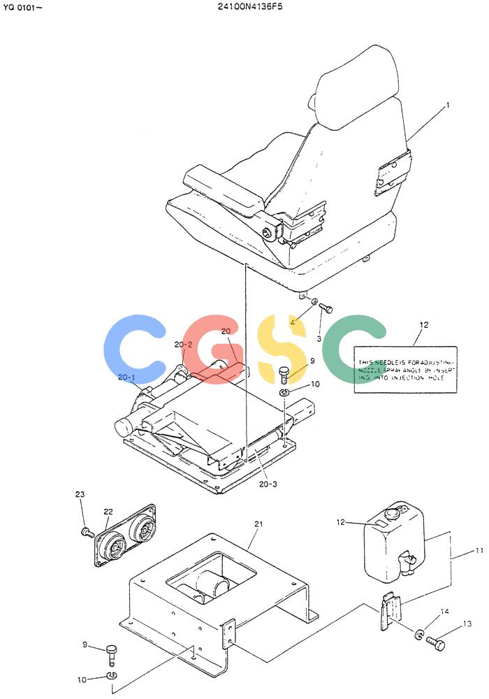 神钢零件查询(K907LC) - MARK II EXCAVATOR BTW YQ0101 - YQ0564 (1/87-12/03) (02-004) - SEAT ASSY 24100N4136F5 Kobelco