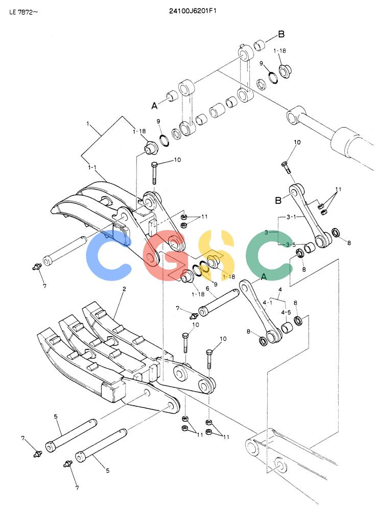 神钢零件查询(K903) - MARK II EXCAVATOR ASN LE7872 (1/88-12/03) (09-006) - GRAPPLE ASSY, FORK-SINGLE Kobelco