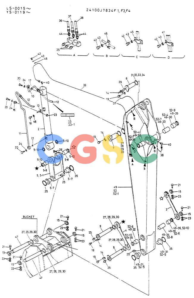 神钢零件查询(K916LC) - EXCAVATOR ASN YS0119 (1/87-12/03) (07-006[01]) - ARM ASSY, SEMI-LONG Kobelco