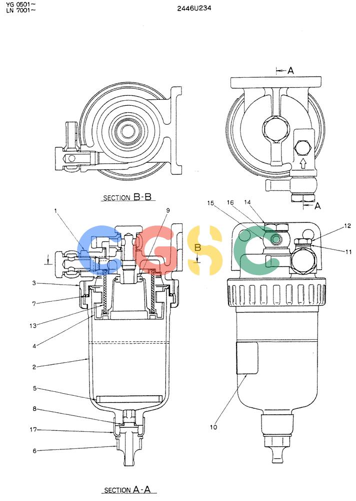 神钢零件查询(K907DLC) - EXCAVATOR ASN YG0501 (1/86-12/03) (05-010) - FILTER ASSY Kobelco