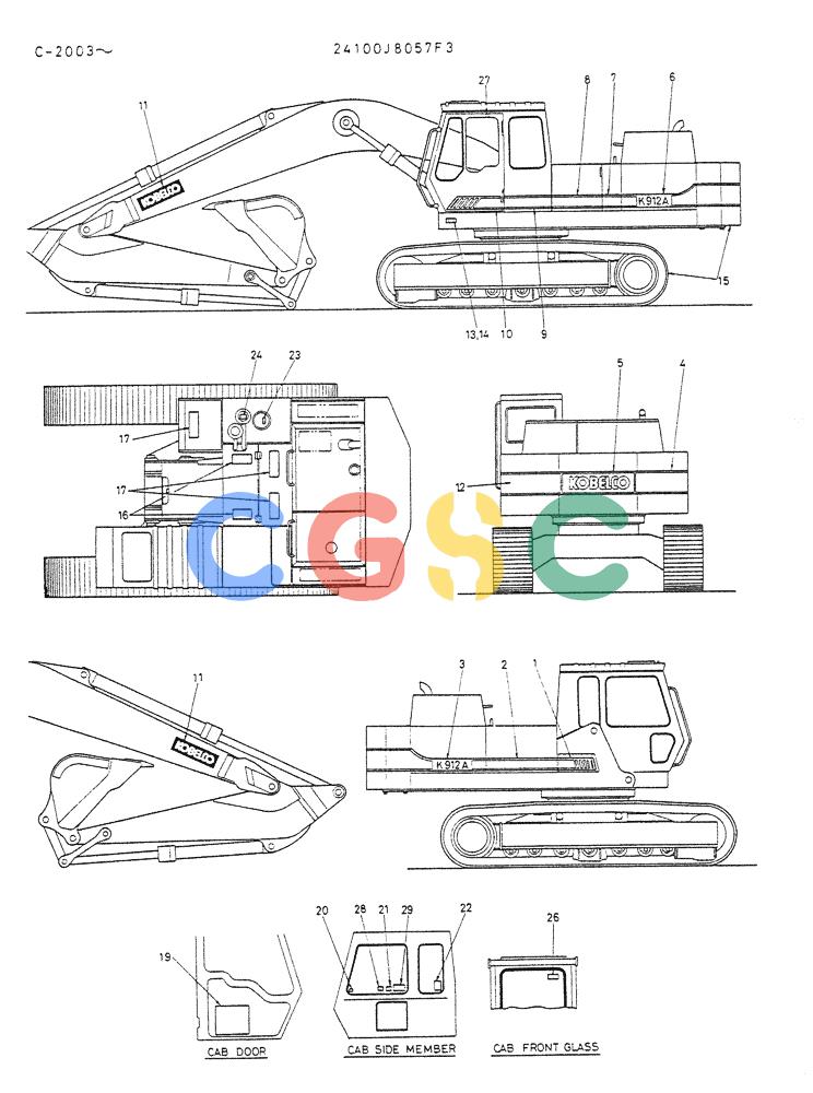 神钢零件查询(K912A) - EXCAVATOR BTW LC-2003 - LC-2016 (1/85-12/03) (08-003) - INSTAL NAME-PLATE (FOR NORTH AMERICA) Kobelco