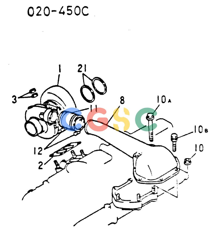 神钢零件查询(MD200C) - EXCAVATOR BTW YQU0701 - YQU2000 (1/80-12/06) (17-021) - TURBO-CHARGER GENERAL Kobelco