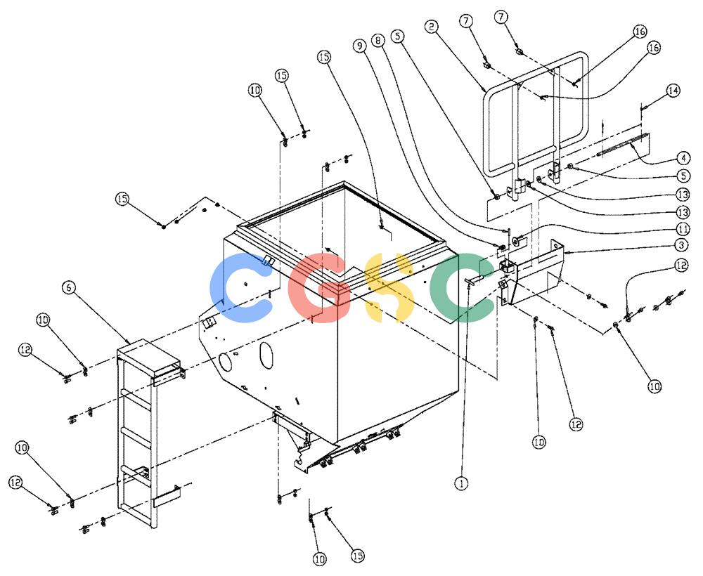 凯斯零件查询(438) - FLEX-AIR APPLICATOR - 2003 (3/03-10/03) (02-049) - LADDER & HANDRAIL GROUP, DOUBLE & TRIPLE BIN & DOUBLE BIN W/AUGER, 50 CU. FT Case Agriculture