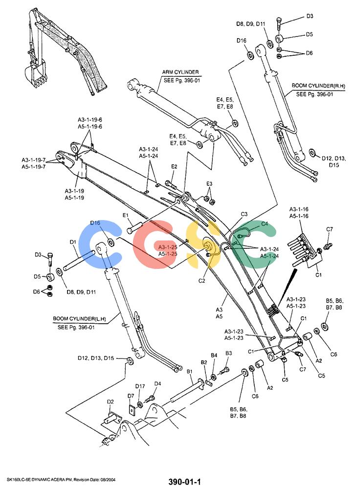 神钢零件查询(SK160LC-6E) - DYNAMIC ACERA EXCAVATOR 08/2004 ASN YM03U0523 (8/04-12/07) (03-001[01]) - BOOM ASSEMBLY 5.2M (17FT 1IN) Kobelco