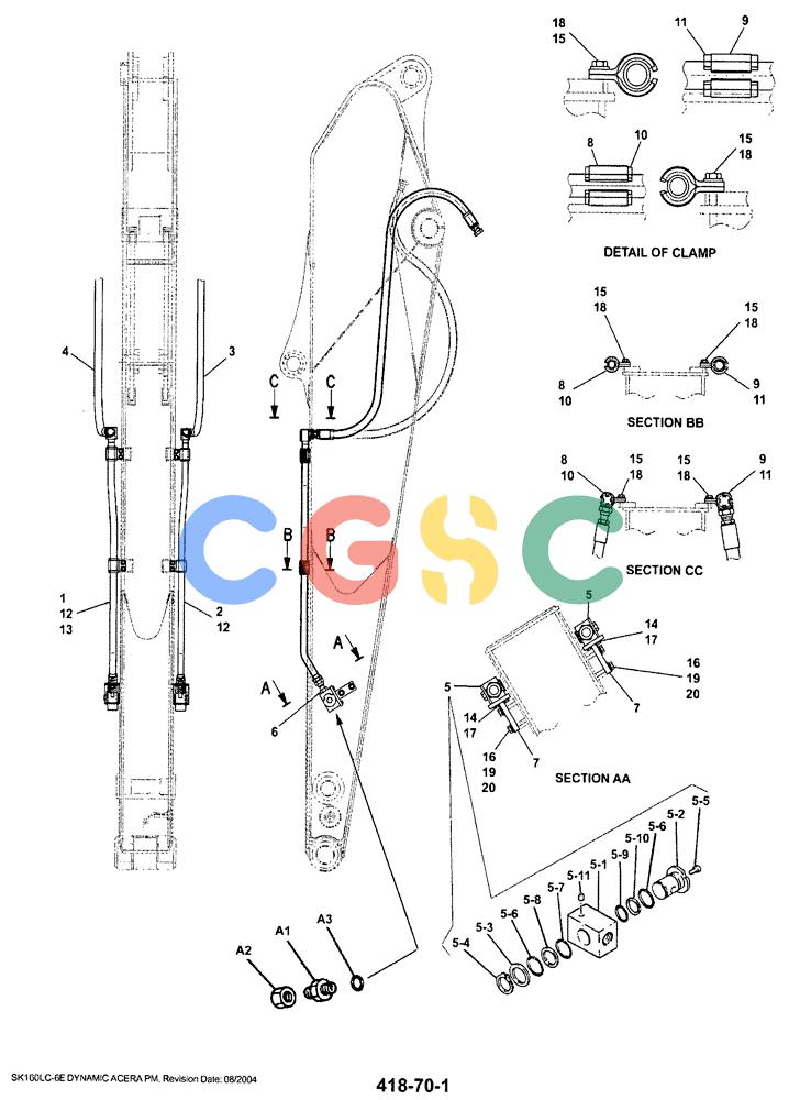 神钢零件查询(SK160LC-6E) - DYNAMIC ACERA EXCAVATOR 08/2004 ASN YM03U0523 (8/04-12/07) (03-014) - ARM HYDRAULIC LINES 2.6M (8ft 6in) (NIBBLER & BREAKER) Kobelco