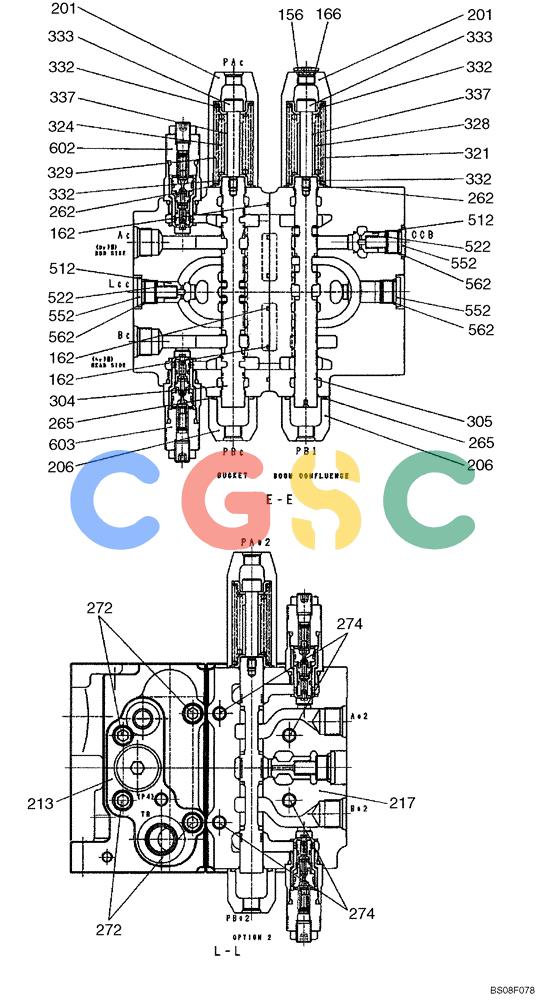 神钢零件查询(SK160LC-6E) - DYNAMIC ACERA EXCAVATOR 08/2004 ASN YM03U0523 (8/04-12/07) (07-028[04]) - VALVE, MAIN CONTROL (YM30V00006F1), FIGURE 4 OF 4 Kobelco