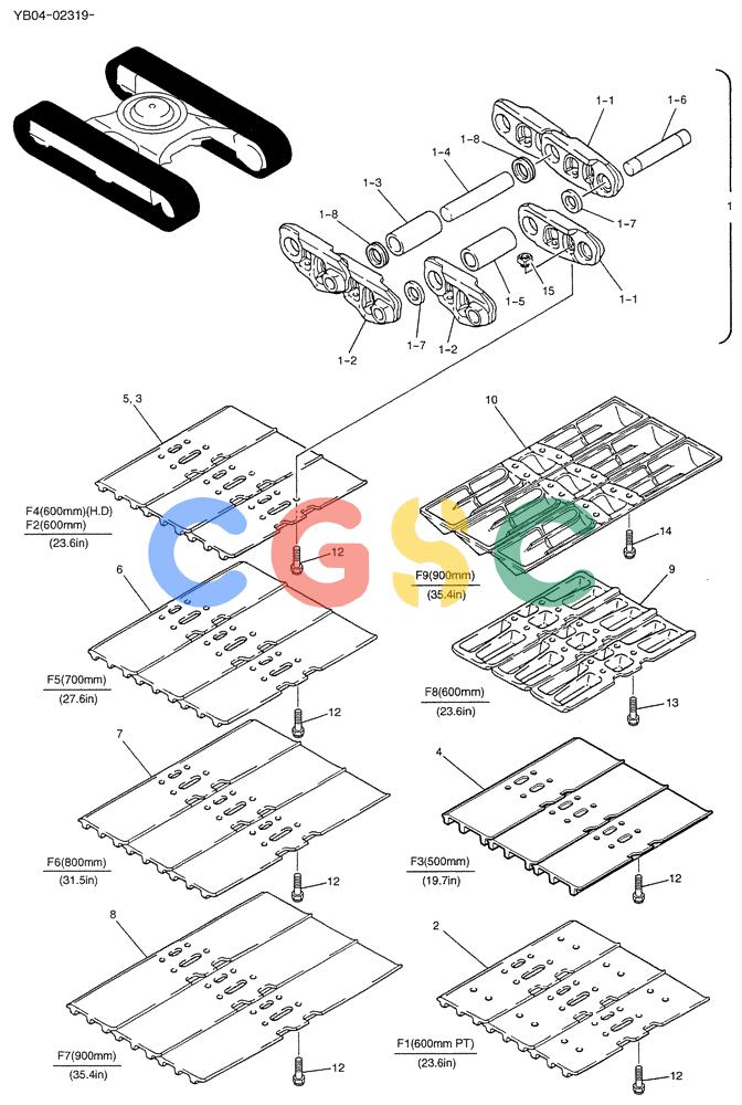 纽荷兰零件查询(E200SRLC) - CRAWLER EXCAVATOR BTW LA04-01506 - LA04-01625 (02-014) - SHOE ASSY New Holland Constructuion