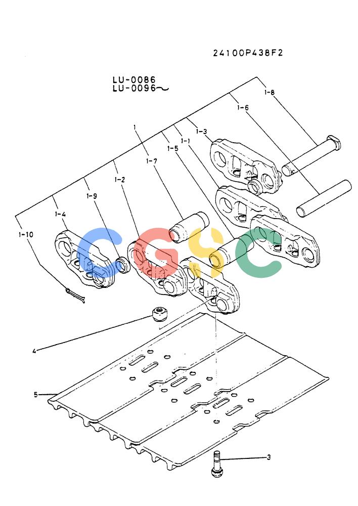 神钢零件查询(K935) - EXCAVATOR SUPPLEMENT ASN LU00154 (1/76-12/03) (06-015) - INSTAL CRAWLER TRACK P/N 24100P438F2 Kobelco