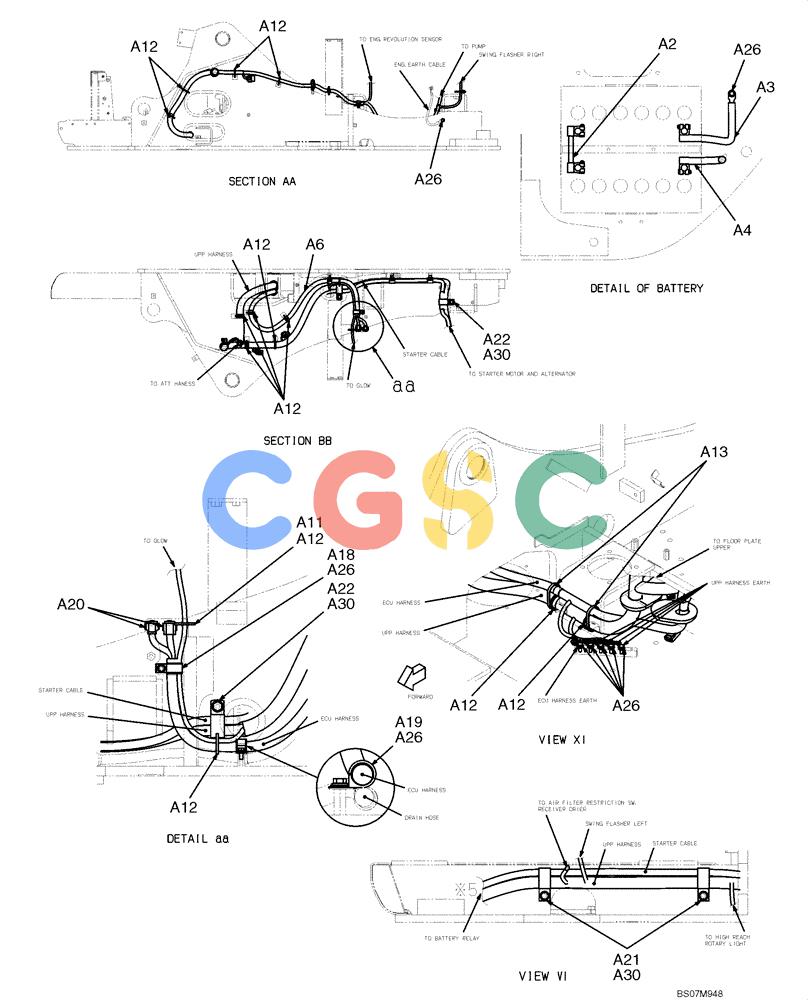 纽荷兰零件查询(E135B) - CRAWLER EXCAVATOR TIER 3 - ASN YH05-07001 (N8TA13006) (1/08-) (02-68[02]) - HARNESS ASSEMBLY, UPPER (YY13E00052F1), PAGE 2 OF 11 New Holland Constructuion