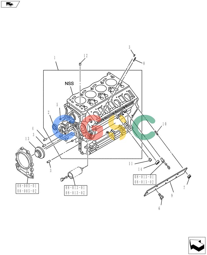 纽荷兰零件查询(E80BMSR) - COMPACT CRAWLER EXCAVATOR ASN LF06-04501 (NBTA18037) (08-002[02]) - CYLINDER BLOCK New Holland Constructuion